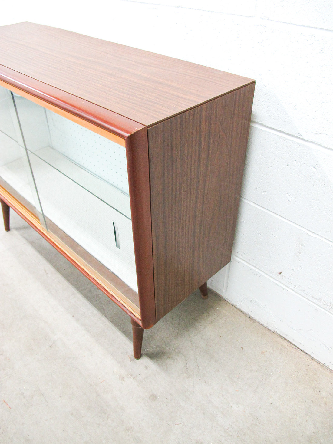 Midcentury Cabinet with Glass Doors and Shelf