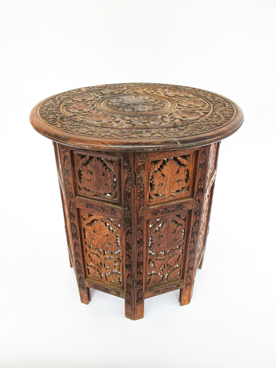 Teak End Table with Lattice Folding Base