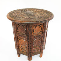 Teak End Table with Lattice Folding Base