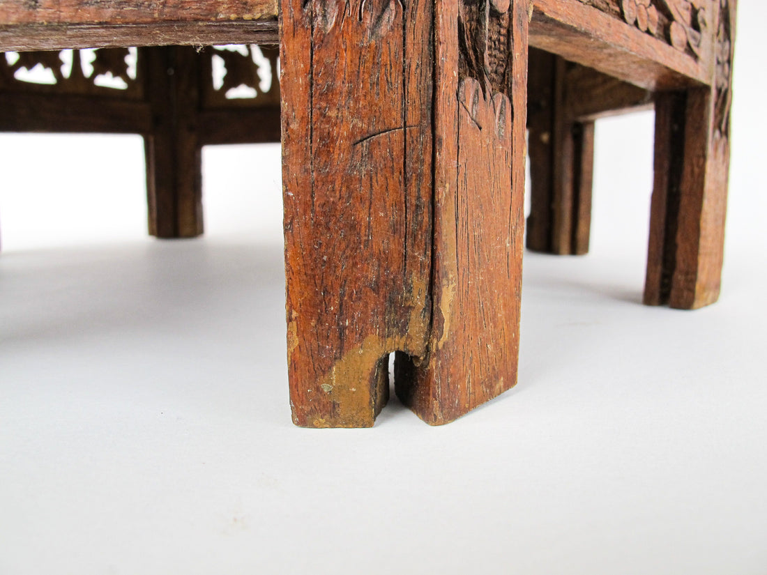 Teak End Table with Lattice Folding Base