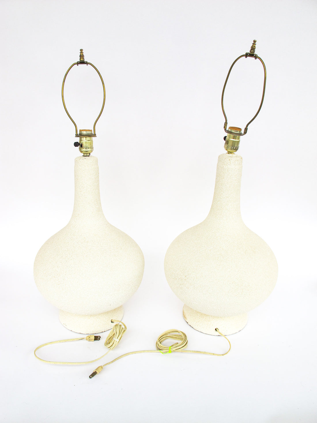 Set of Two Ceramic Midcentury Chilo Neutral Table Lamps