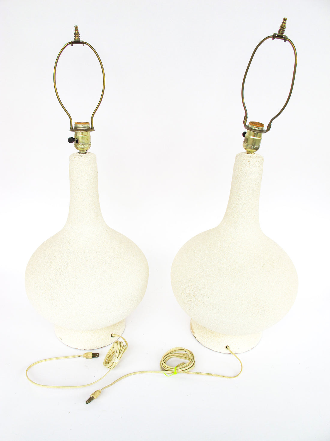 Set of Two Ceramic Midcentury Chilo Neutral Table Lamps