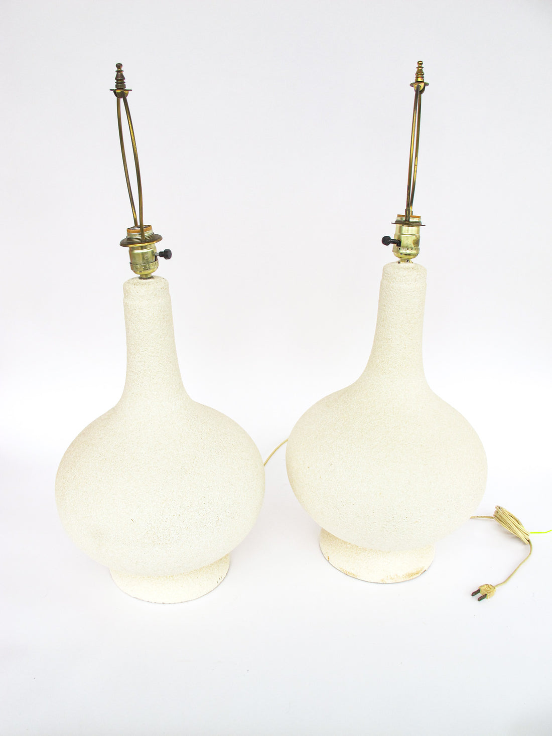 Set of Two Ceramic Midcentury Chilo Neutral Table Lamps