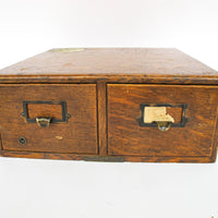 Yawman and Erbe Wood Two Drawer Index Card Catalog Cabinet