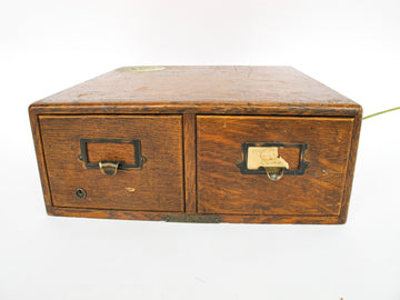 Yawman and Erbe Wood Two Drawer Index Card Catalog Cabinet