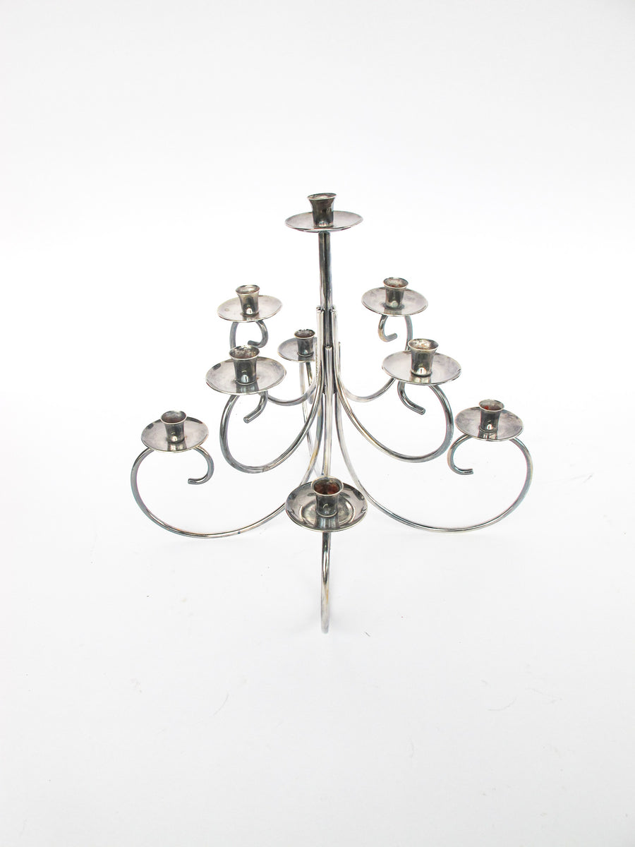 Midcentury Ghorman Silver Candelabra Tree Metal Candle Holder