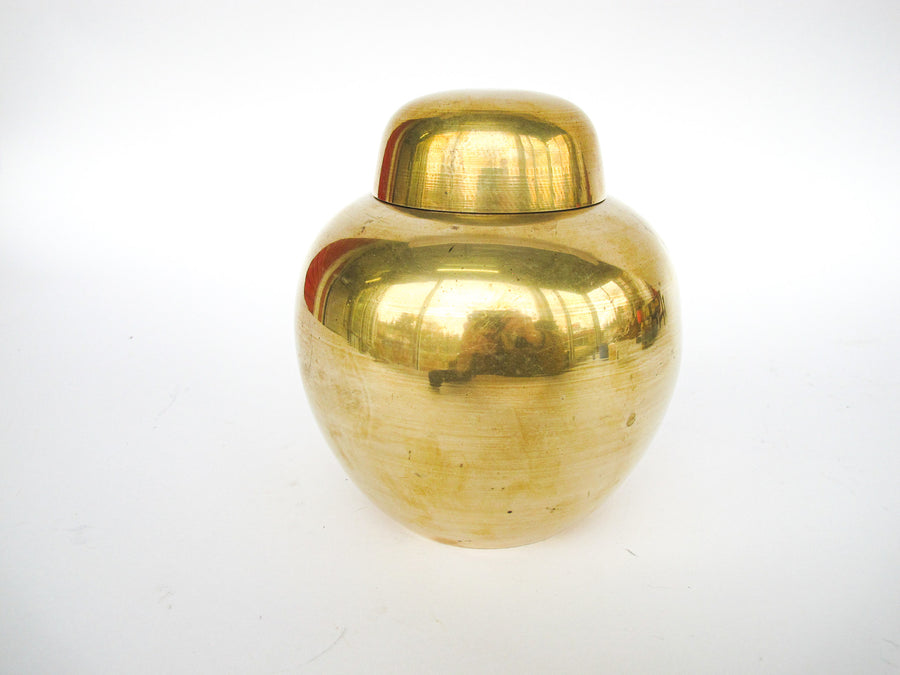 Minimalist Brass Ginger Jar Container Vintage