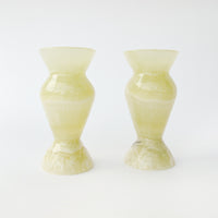 Yellow Amber Cream Onyx Candle Holders - Set of 2