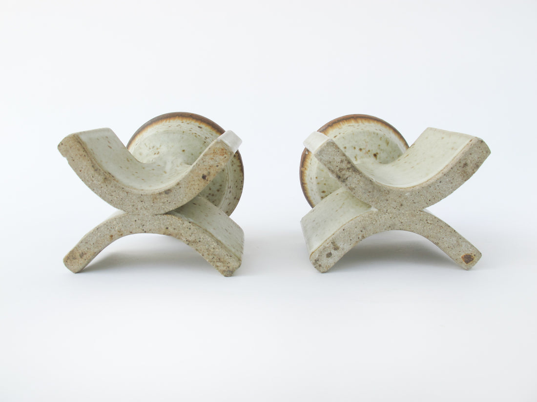 Midcentury Ceramic Tapered Tealight Candle Holders - Set of 2