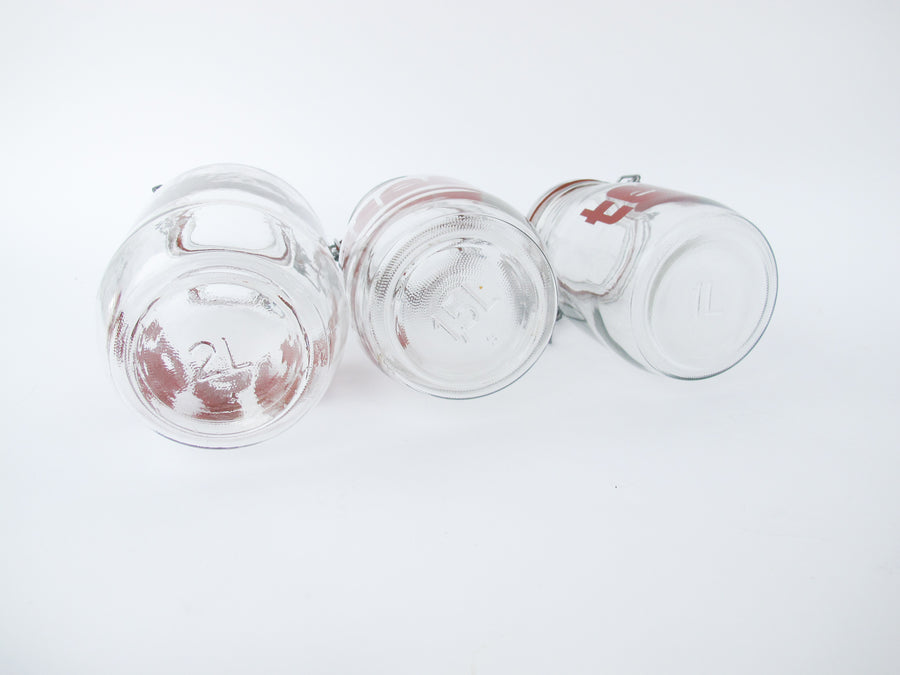 Set of 3 80's Glass Kitchen Canisters