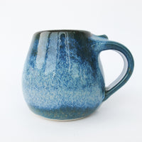 Low Ceramic Pottery Blue Mug