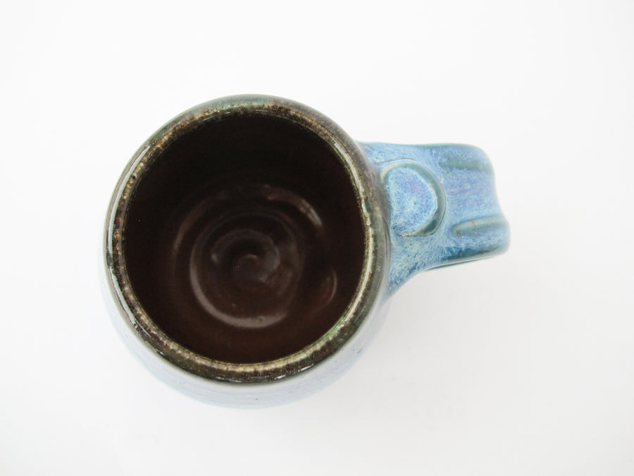 Low Ceramic Pottery Blue Mug