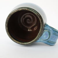 Low Ceramic Pottery Blue Mug