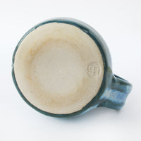 Low Ceramic Pottery Blue Mug