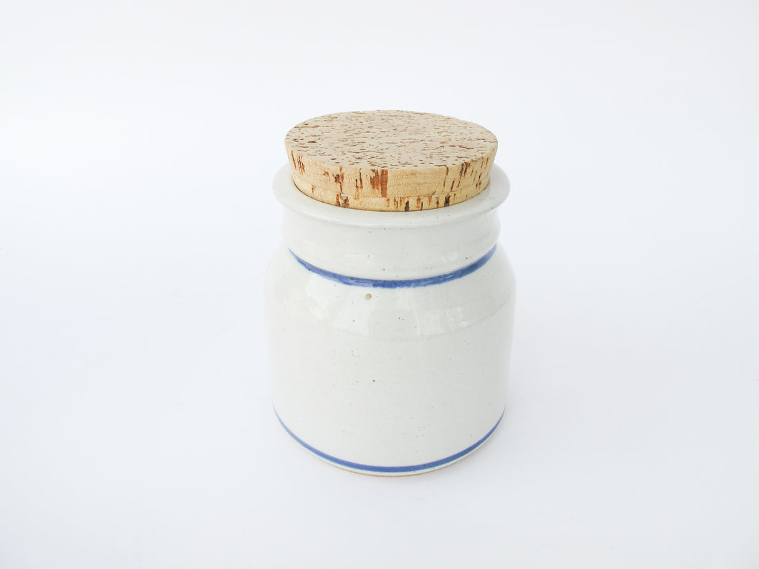 Ceramic Tobac Tobacco Pottery Jar with Cork Lid
