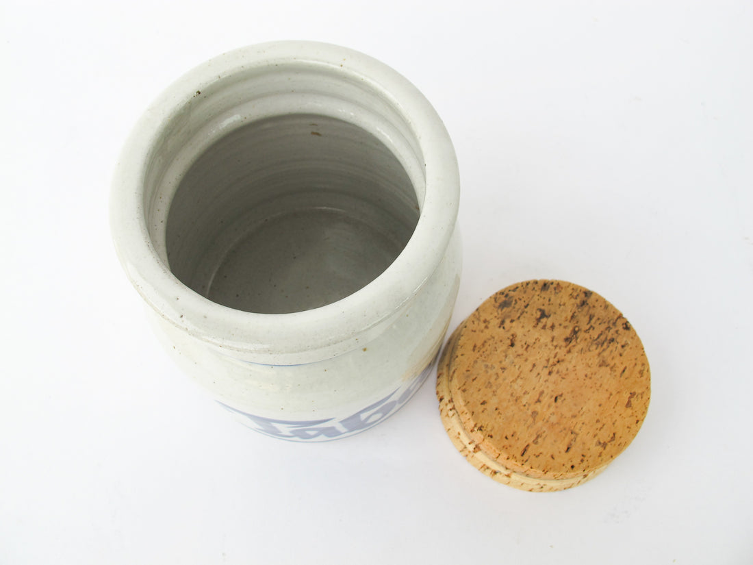 Ceramic Tobac Tobacco Pottery Jar with Cork Lid