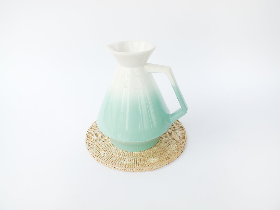 Midcentury USA Ceramic Green and White Pitcher