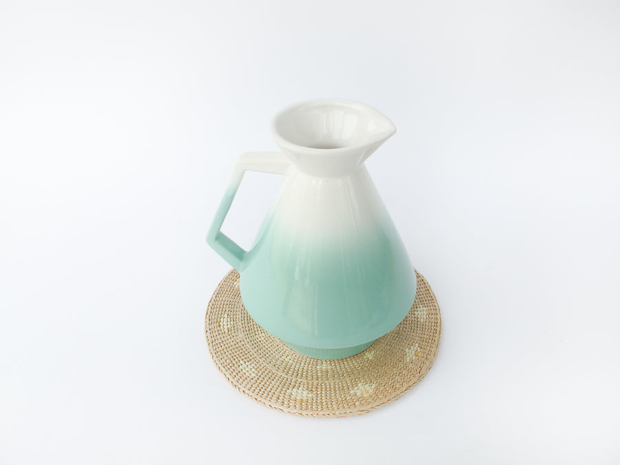 Midcentury USA Ceramic Green and White Pitcher