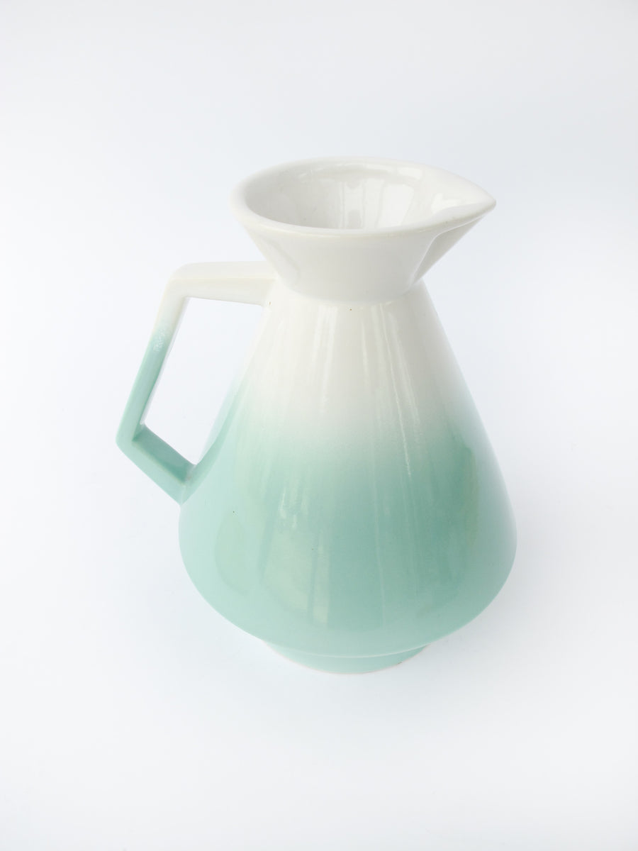 Midcentury USA Ceramic Green and White Pitcher