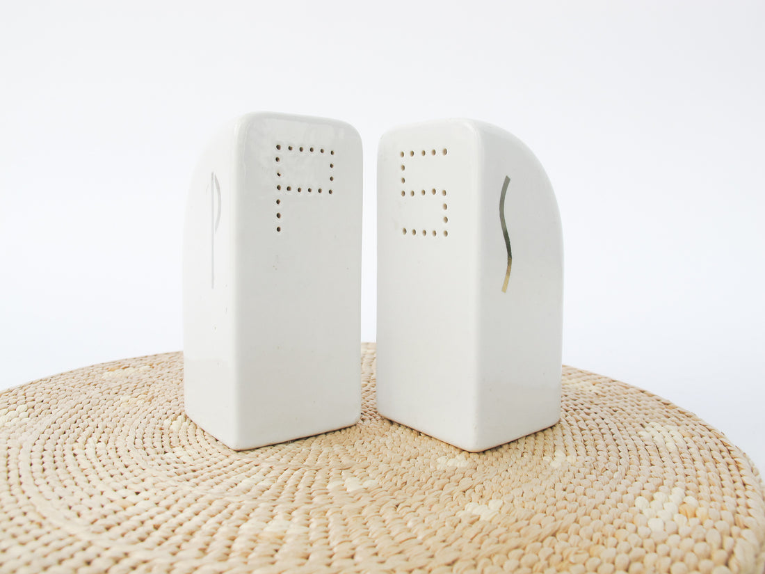 Art Deco Salt and Pepper Shakers White Ceramic
