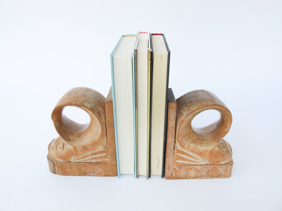 NEW - Carved Wood African Fish Bookends