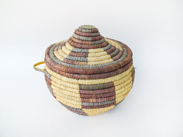 NEW - Large Woven African Basket with Lid