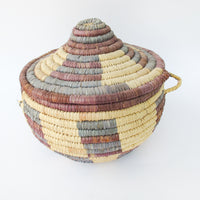 Large Woven African Basket with Lid