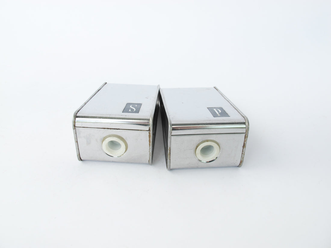 Aluminum Midcentury Salt and Pepper Shakers Set