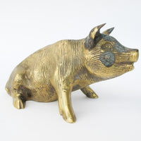 Brass Pig Change Coin Holder Piggy Bank