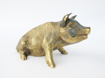 Brass Pig Change Coin Holder Piggy Bank