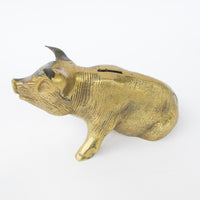 Brass Pig Change Coin Holder Piggy Bank