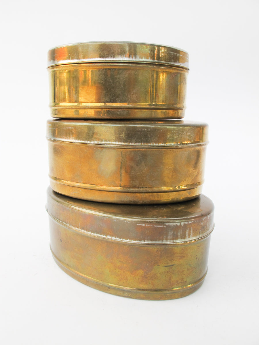 Set of 3 Brass Oval Boxes