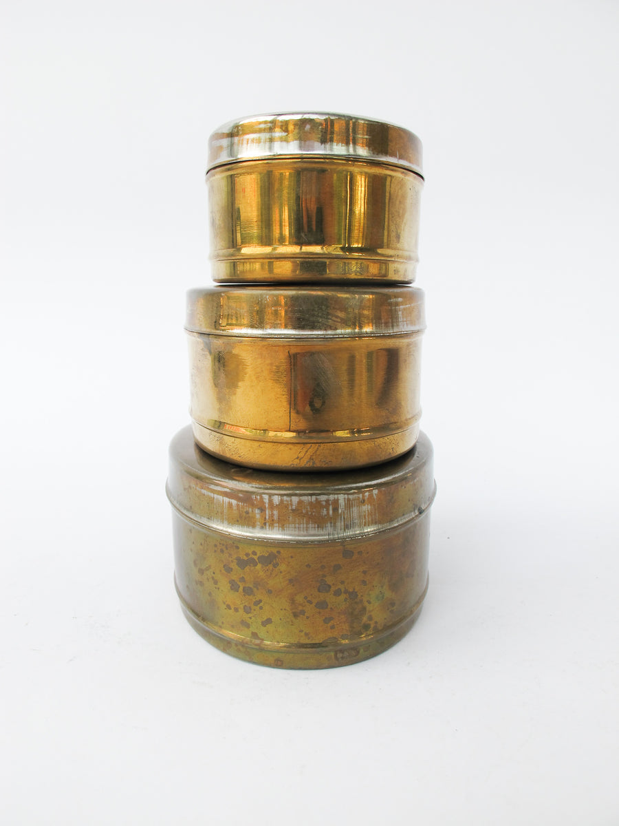 Set of 3 Brass Oval Boxes