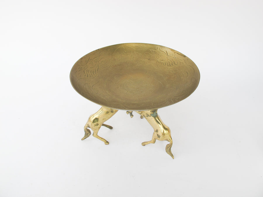 Brass Horse Stand with Brass Half Bowl