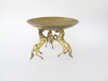 Brass Horse Stand with Brass Half Bowl