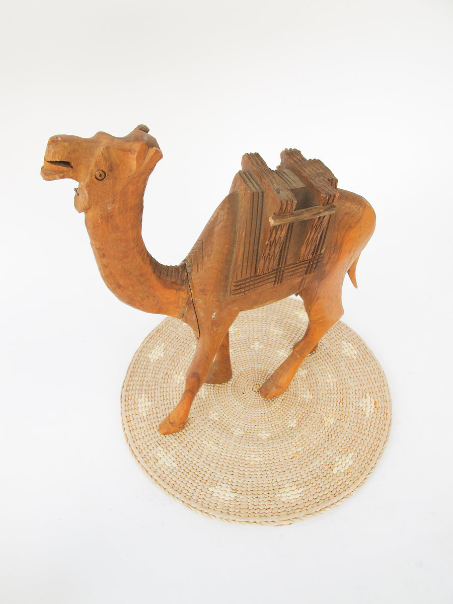 Wooden Camel Statue Figure