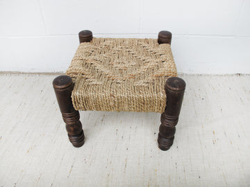 Woven Stool with Primitive Wood Frame