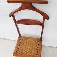 Danish Woven Cord Folding Valet Chair Coat Rack