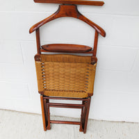 Danish Woven Cord Folding Valet Chair Coat Rack