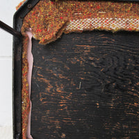 70's Orange Tweed Fabric Cast Iron Bent Leg Stool