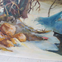Large Frameless Canvas Board Jorgensen's Ranch Painting by Michael V Porter