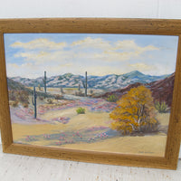 Large Desert Landscape Painting with Rustic Wood Frame