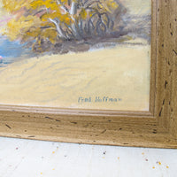 Large Desert Landscape Painting with Rustic Wood Frame