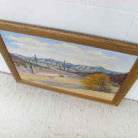 Large Desert Landscape Painting with Rustic Wood Frame