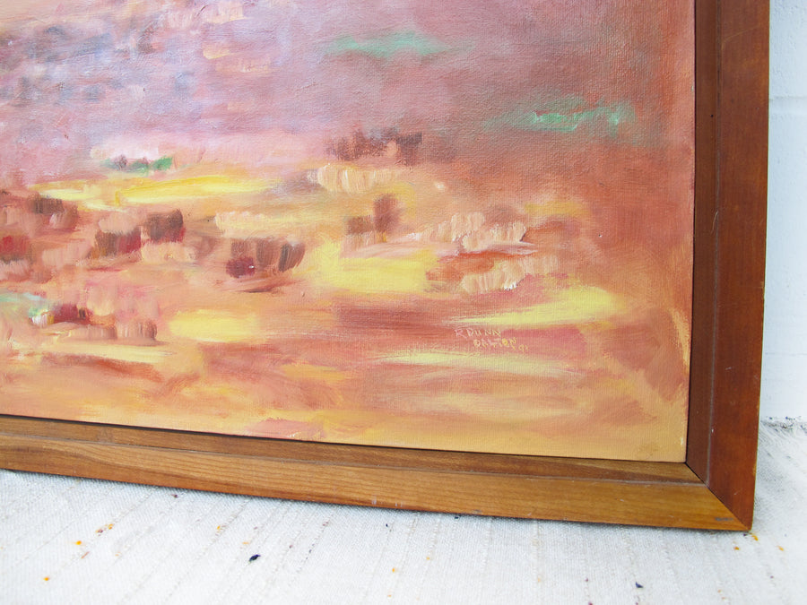 Wood Framed Pink Hills Painting from 91'