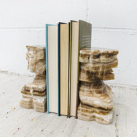 Green Jade Marble Onyx Tiki Bookends