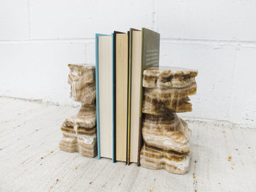 Green Jade Marble Onyx Tiki Bookends