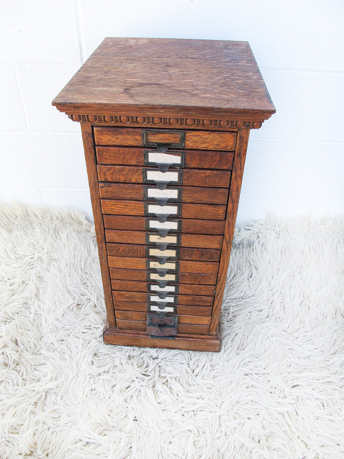 15 Drawer oak cabinet by Yawman Erbe Mfg. Co. Rochester NJ