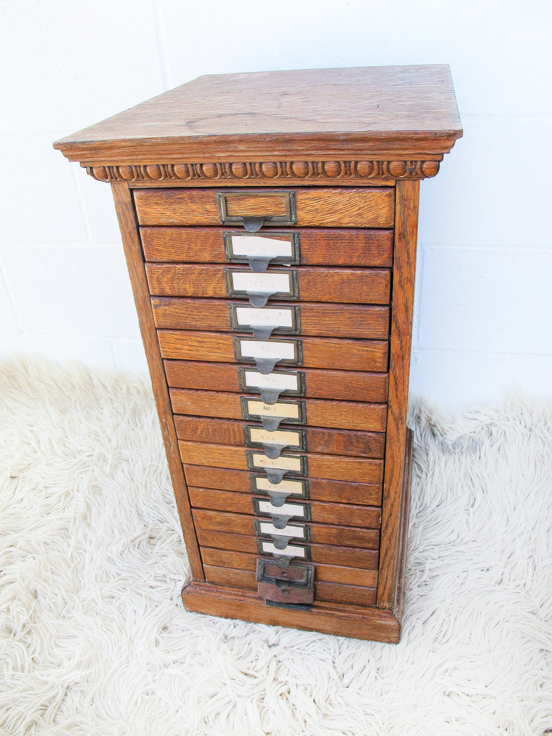 15 Drawer oak cabinet by Yawman Erbe Mfg. Co. Rochester NJ