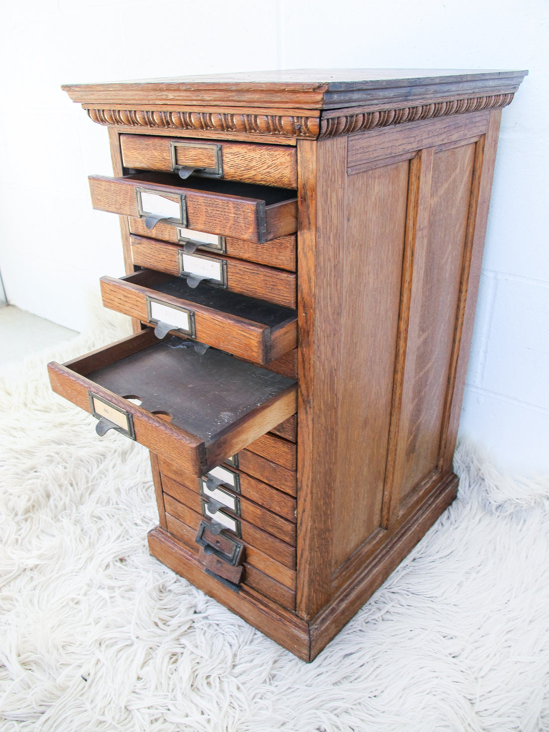 15 Drawer oak cabinet by Yawman Erbe Mfg. Co. Rochester NJ